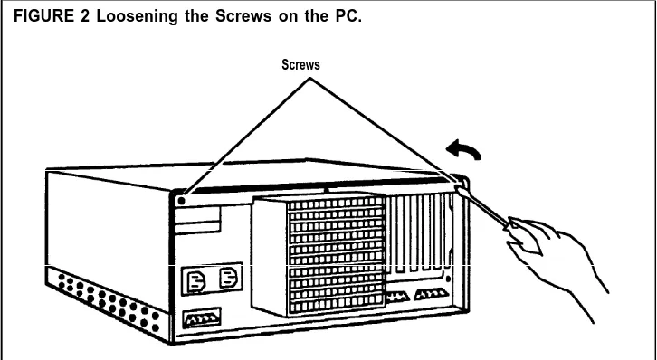 FIGURE 2 Loosening the Screws on the PC.