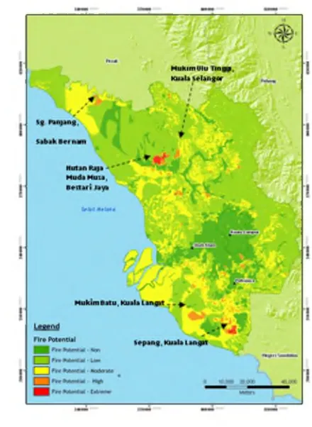 Figure 1. The potential of land and forest fire map in WebGIS application