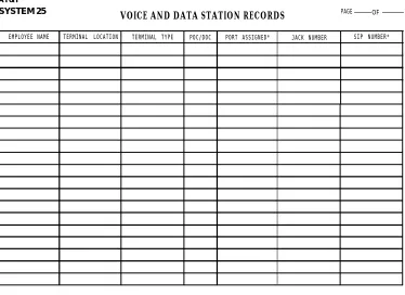 Figure 2-19.Voice and Data Station Records Form (Example Entered)