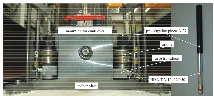 Figure 5. Detail of mounting block for component cantilever and force measuring units at anchors