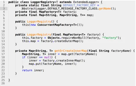 Figure 2.7 A source code example for writing to a log ﬁle.