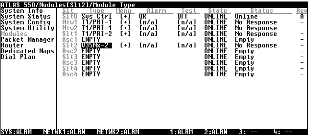 Figure 3-1 shows the MODULES menu. (Also see the menu tree in Figure 3-2.)The following sections describe all the menu options.