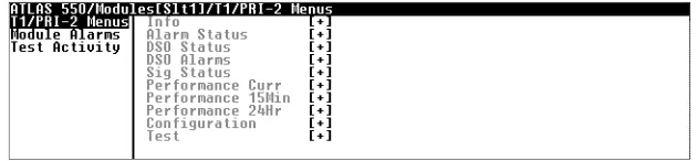 Figure 3-3 shows the Mtions describe these menu options. (Refer also to the menu tree shown in Fig-ODULES/T1/PRI MENUS options