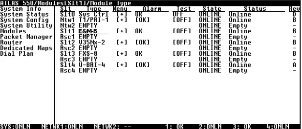 Figure 3-1.  Modules Menu