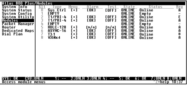 Figure 3-1.  Modules Menu Tree for HDLC Module