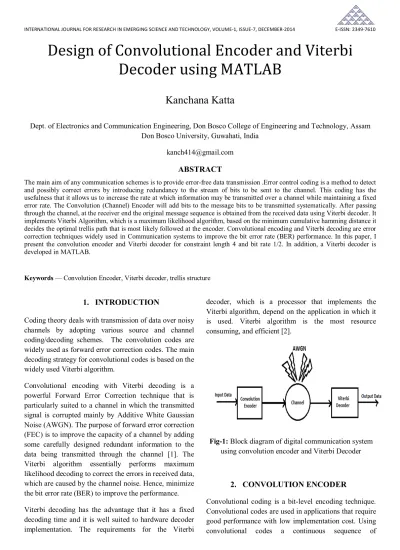 Design Of Convolutional Encoder And Viterbi Decoder Using Matlab