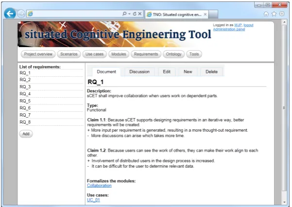 Figure 4.4: sCET requirement edit screen