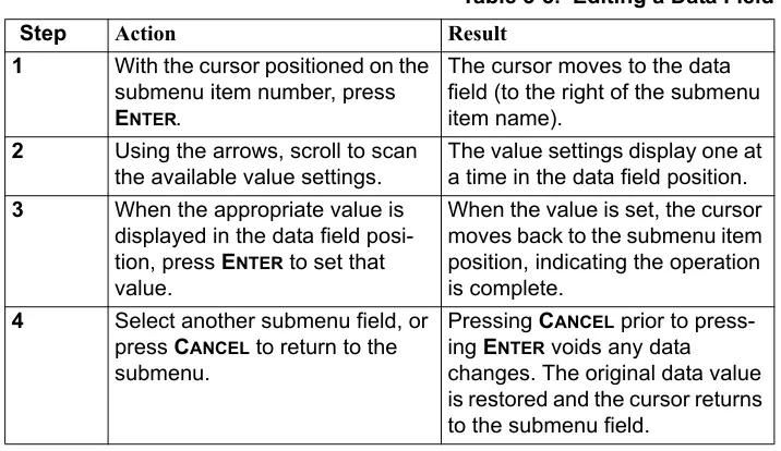 Table 3-3.  Editing a Data Field