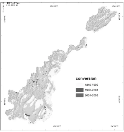 Table 1. Areas (ha) of indigenous grassland conversion by land-use type in two periods between 1990 and 2008 (see Appendix 1 for land cover associations for these cover types).__________________________________________________________________________________________________________________________________________________________________