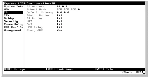 Figure 3-4.  Configuration/IP Screen