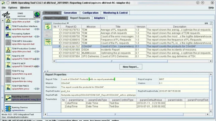 Figure 3: Operating Tool: Reporting Control (RC), Queue of Report Templates 