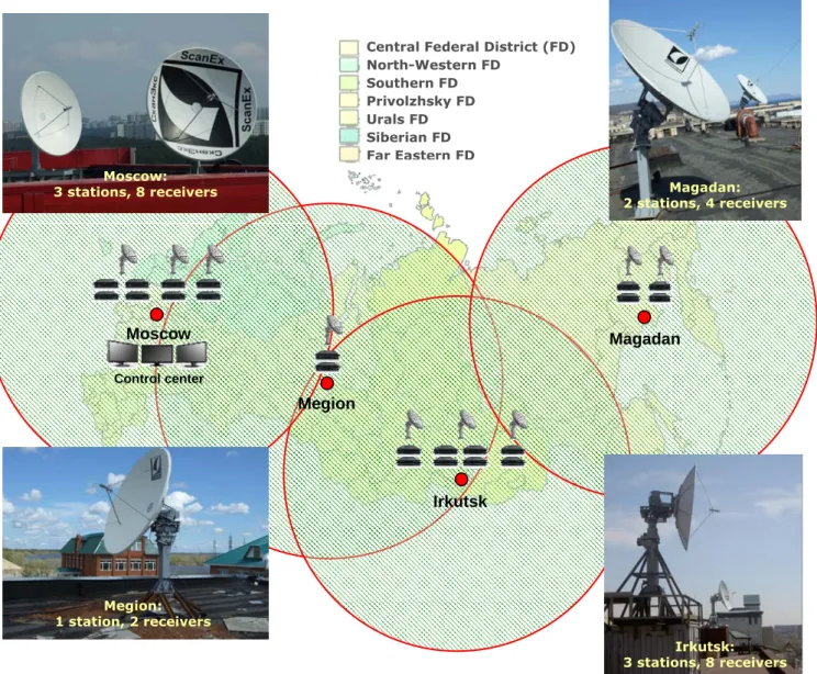 Fig. 2. Location of reception centers and their coverage. 