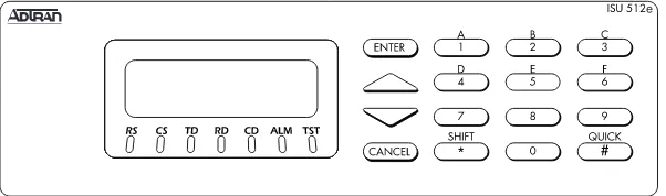 Figure 3-2 shows the ISU 512e front panel.