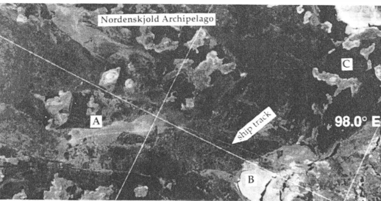 Figure 6. SA:-R  imag~  of  th~  Mathiessen  St~ait fr~m  November 28  1993  after the  &#34;Sovetsky Soyuz&#34; had passed through the  area