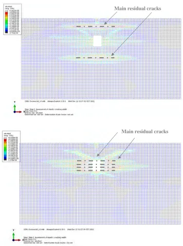 Figure 6: Sample of top and bottom view of crack widths around an impact zone 