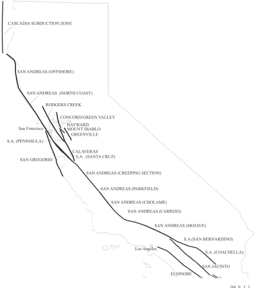 Figure 1. Locations and names of A-faults contained in the source model.