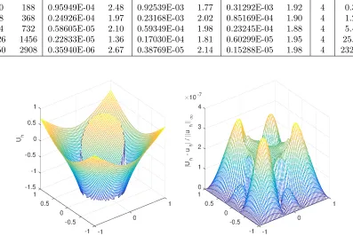 Table 4.2: Numerical results and convergence analysis for Example 4.1.2, Ncoarse = 5.