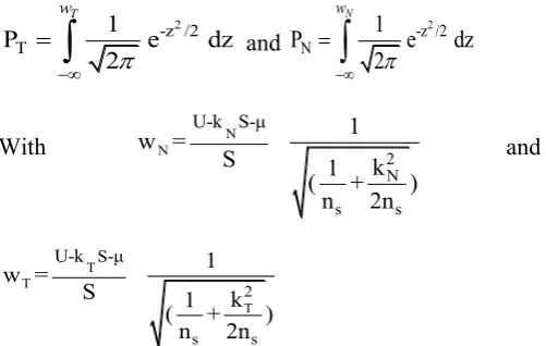 Table 2 can be used to determine SSQSVSS-3(nσ; kTσ, kNσ) for specified values of SSAQL and SSLQL