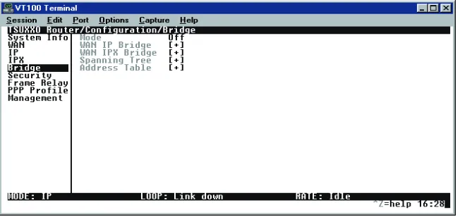 Figure 4-5 shows the Bridge menu.