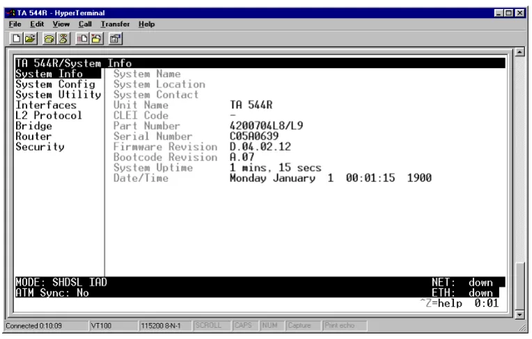 Figure 1. System Info Menu