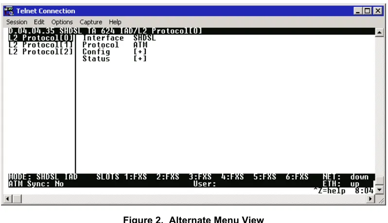 Figure 2.  Alternate Menu View