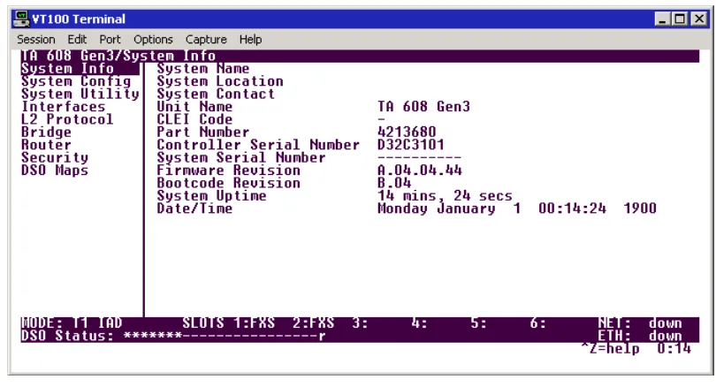 Figure 3.  System Info Menu