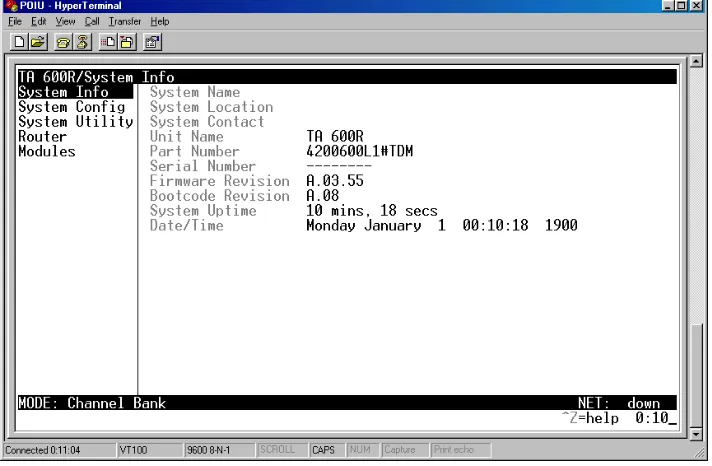 Figure 3.  System Information Menu
