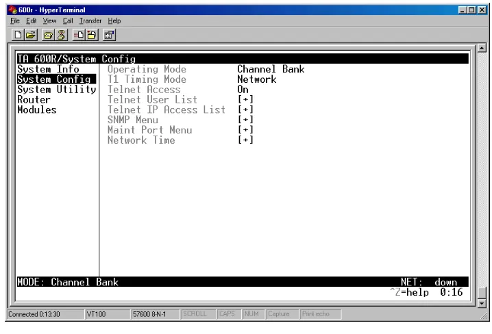 Figure 4.  System Config Menu