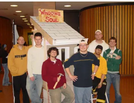 Figure 4.2. Jim Fugate’s architecture class built the lobby display. This is an example of how the play community extended to more than those directly involved in the production process