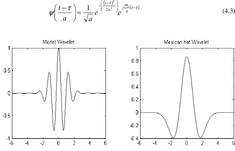 Figure 4.3 Morlet and Mexican hat Wavelet forms 