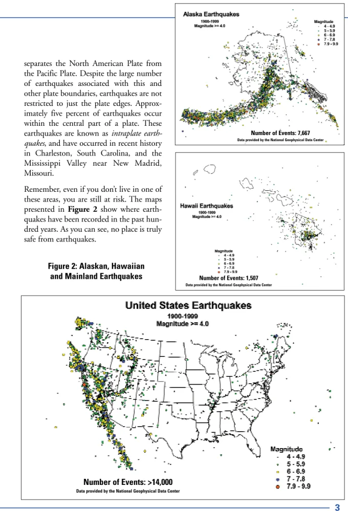 Figure 2: Alaskan, Hawaiian and Mainland Earthquakes