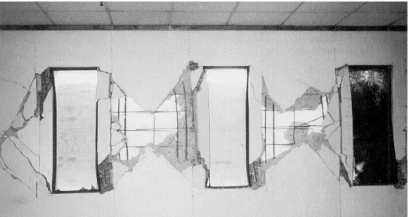 Figure 4.  Damaged concrete shear wall (Osteraas and Somers 1996). 