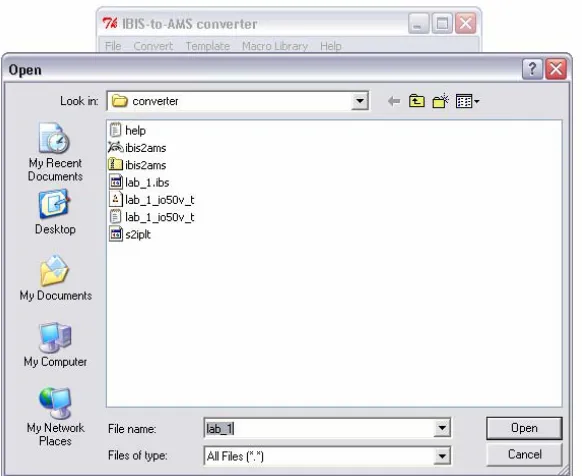 Figure 3.2: ibis2ams Convert Manu 
