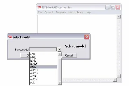 Figure 3.4: ibis2ams Select model to convert 