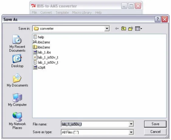 Figure 3.5: ibis2ams Select process corner 