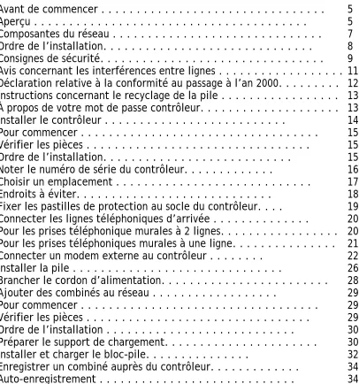 Table des matières  