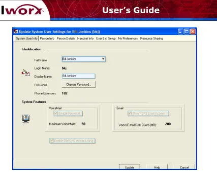 Figure 3-1 – User Settings – System User Information Dialog Box 
