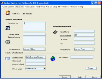 Figure 3-2 – User Settings – Person Information Dialog Box 