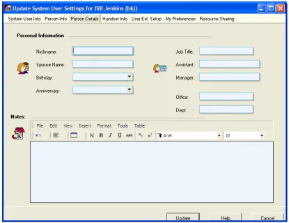 Figure 3-3 – User Settings – Person Details Dialog Box 
