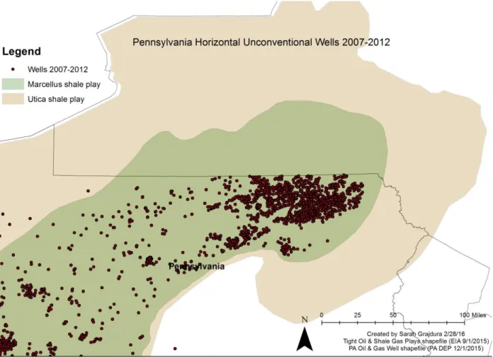 Figure 1: Pennsylvania Fracking Wells 2007-2012 