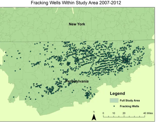 Figure 5: Study Area Fracking Wells 2007-2012 