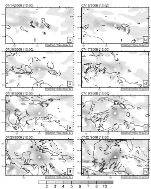Figure 1.5:310-320 K layer averaged potential vorticity (shaded), and ﬁlamentation time(contours; interval 6 h; only values less than or equal to 24 h shown)