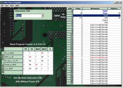 Figure 3.2: Little Man Microcode Simulator Interface [3]