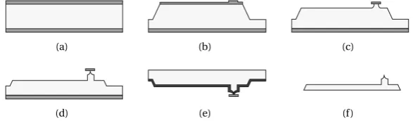 Figure 3.1: Selection of steps of the fabrication process of the high-aspect ratio tips.