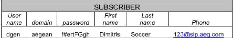 table stores all the data representing the current available  contact addresses for the legitimate subscribers (signed in a  VoIP service)