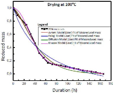 Figure 22. Modeling of the reduced mass of stabilized bricks with 10% molasses dried at 100°C