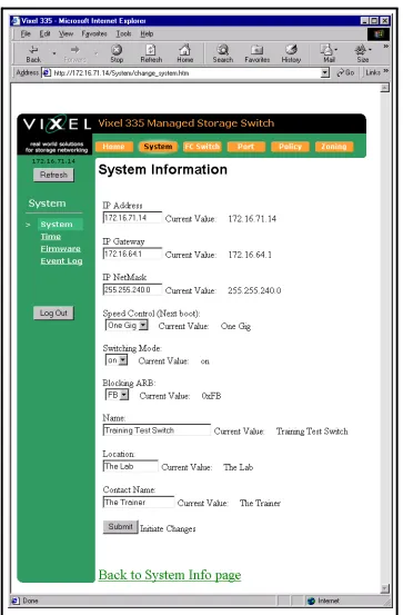 Figure 3-3. System Information (Change Settings) Page