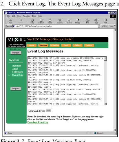 Figure 3-7. Event Log Messages Page