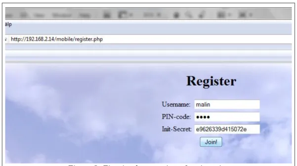Figure 9. First implementation of registration 