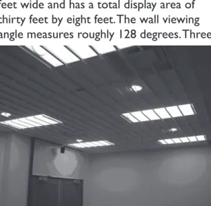 Figure three shows the display wall. The  display wall provides the immersive  three-dimensional stereoscopic display of the  architectural design system.